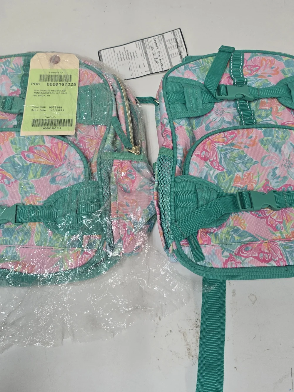 Pottery Barn Kids Floral Pink & Teal Kids Backpack - Double Pocket
